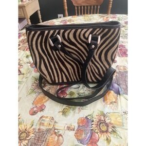Zippi 100% Genuine Leather Handbag Zebra Print Hobo Bag Purse Made In USA